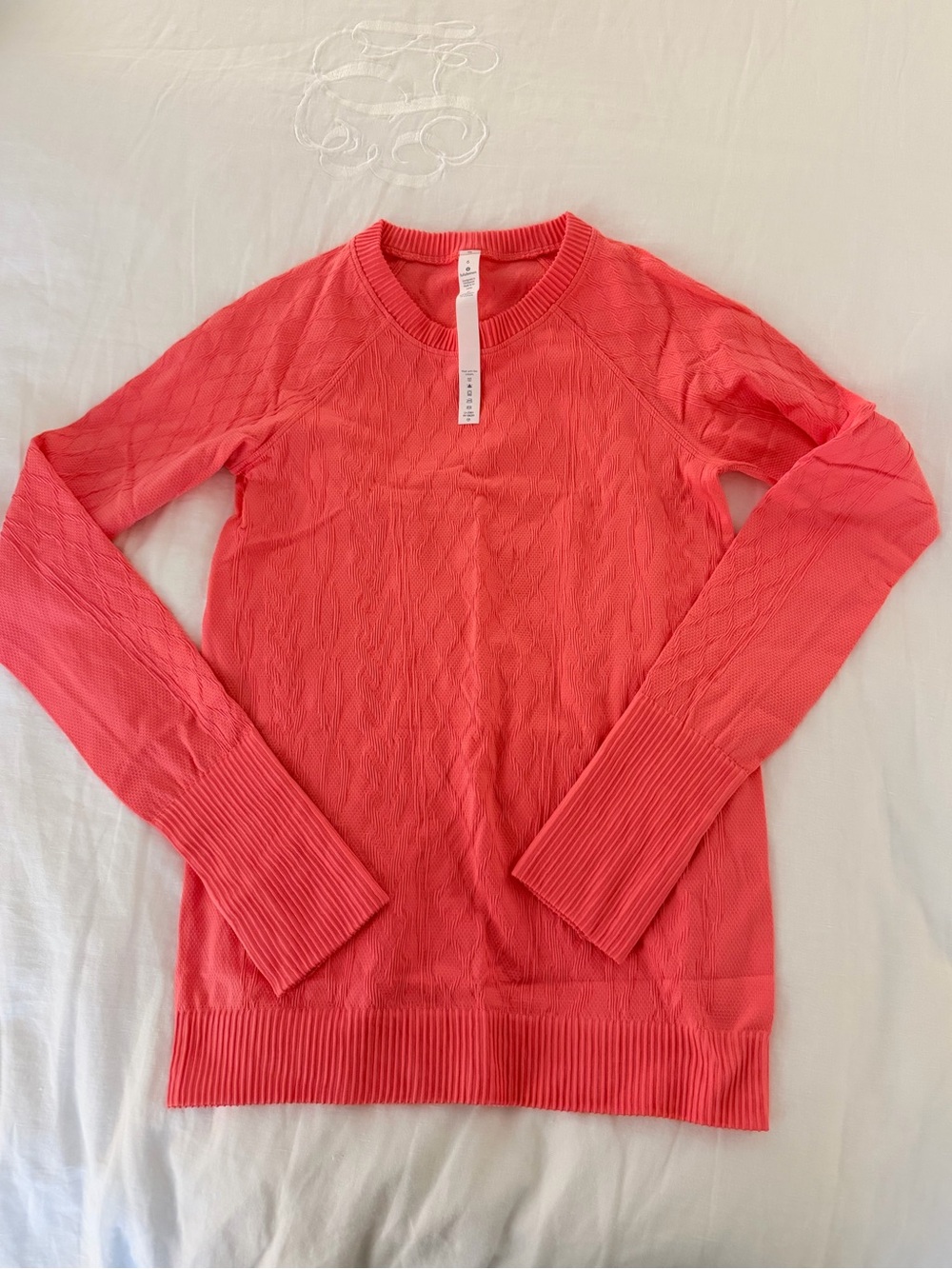 lululemon athletica Coral Pink Crewneck Knit Sweater